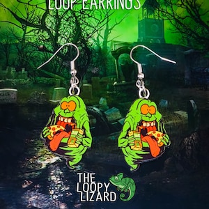 Slimer Stud/Dangle Earrings - Paranormal Earrings - spooky Earrings - Ghost Earrings - Horror Earrings - Cute Earrings - Gift for her / him
