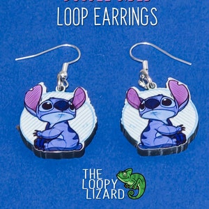 Stitch Stud/Dangle Earrings - Ohana Earrings - Cartoon Earrings - Alien Earrings -  Cute Earrings - Gift for her - Quirky