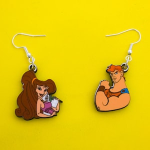 Herkules + Meg Gesicht Ohrstecker / baumeln Ohrringe - Griechische Mythologie Ohrringe - Cartoon Ohrringe - Hades Ohrringe - Gott Ohrringe - Geschenk für sie / ihn