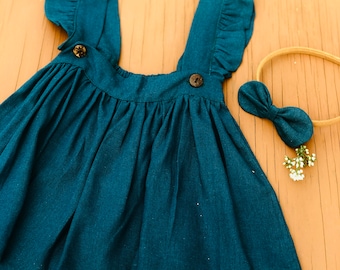 New Linen baby girl clothing | cute | fall clothes for photo shoot | free shipping | Blue color