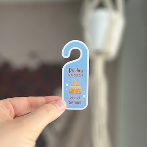Bookish reading in progress novel door sign book lovers sticker