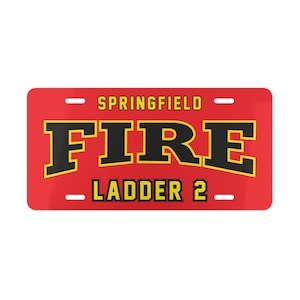Fire Department Metal License Plate, Personalized Fire Department , Custom Apparatus Number, Red Gray White, Firefighter Gift,