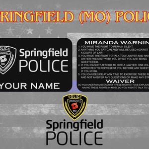 Springfield (MO) Police Metal Miranda Warning Card - law enforcement, metal, laser engraved, police gift, trooper, sheriff