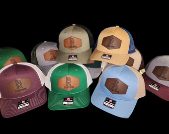 Custom Leather Patch Richardson 112 Hat Multiple Hats- bulk, custom hat, business advertising, patch hat