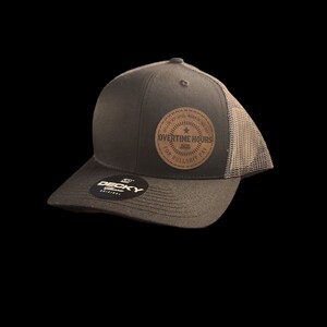 Working Overtime Hours Leather Patch Hat - anthony, overtime hours, pay, leather patch hat