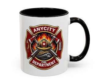 Tazza personalizzata con logo dei vigili del fuoco, 11 oz 15 oz / Tazza da caffè personalizzata per vigili del fuoco