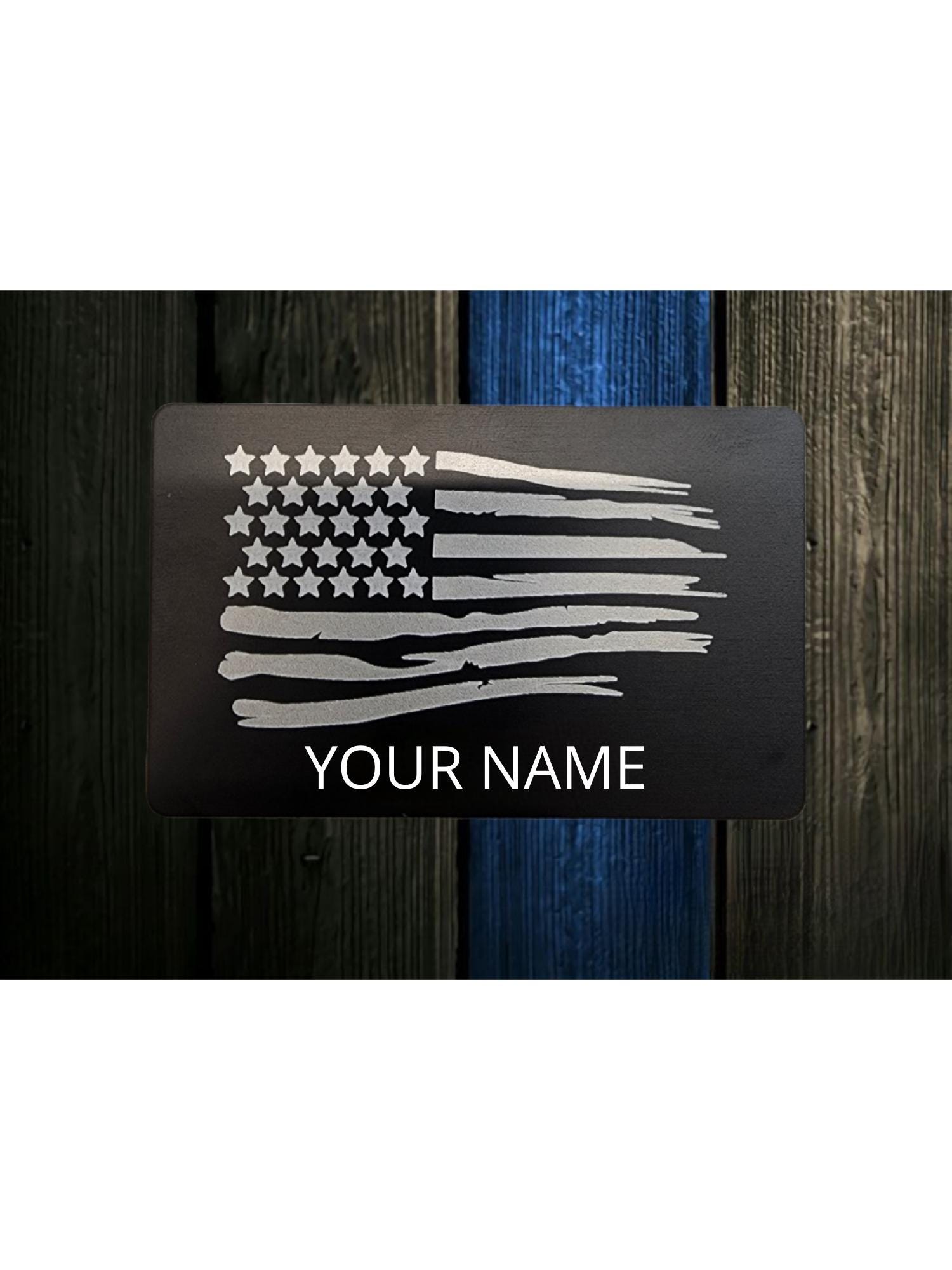 2 PCS Metal Miranda Card With Torn American Flag On The Back, Black - View #11