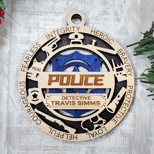 Police Ornament - emt gift, paramedic, cop, police gift, thin blue line gift, first responder, christmas ornament, firefighter gift