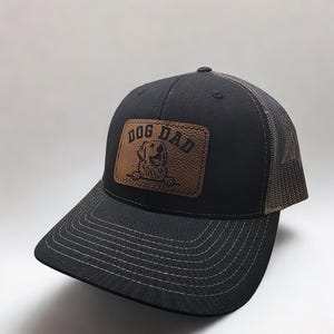 Dog Dad Custom Leather Patch Hat - Richardson 112, multiple breeds, German shepherd, bulldog hat, hats, custom gift