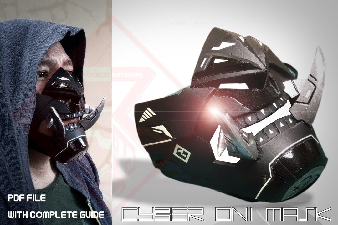 Cyber ONI Mask Template. Face Mask. Do It Yourself. Complete