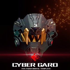 Cyber Garo Mask. Cyberpunk Wolf mask. Fenrir mask. Eva foam craft tutorial book.