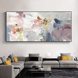 Large Original Blossom Oil Painting On Canvas Abstract Flower Painting Boho Acrylic Floral Painting Modern Living Room Wall Art Home Decor