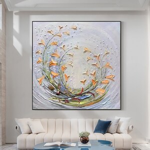 Abstract Flower Oil Painting on Canvas, Original Colorful Blossom Painting, Custom Gift Painting, Living Room Wall Decor, Colourful Wall Art