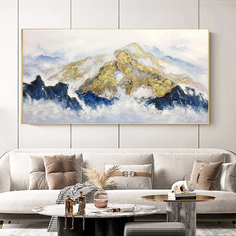 Large Golden Mountain Oil Painting on Canvas Original Gold | Etsy