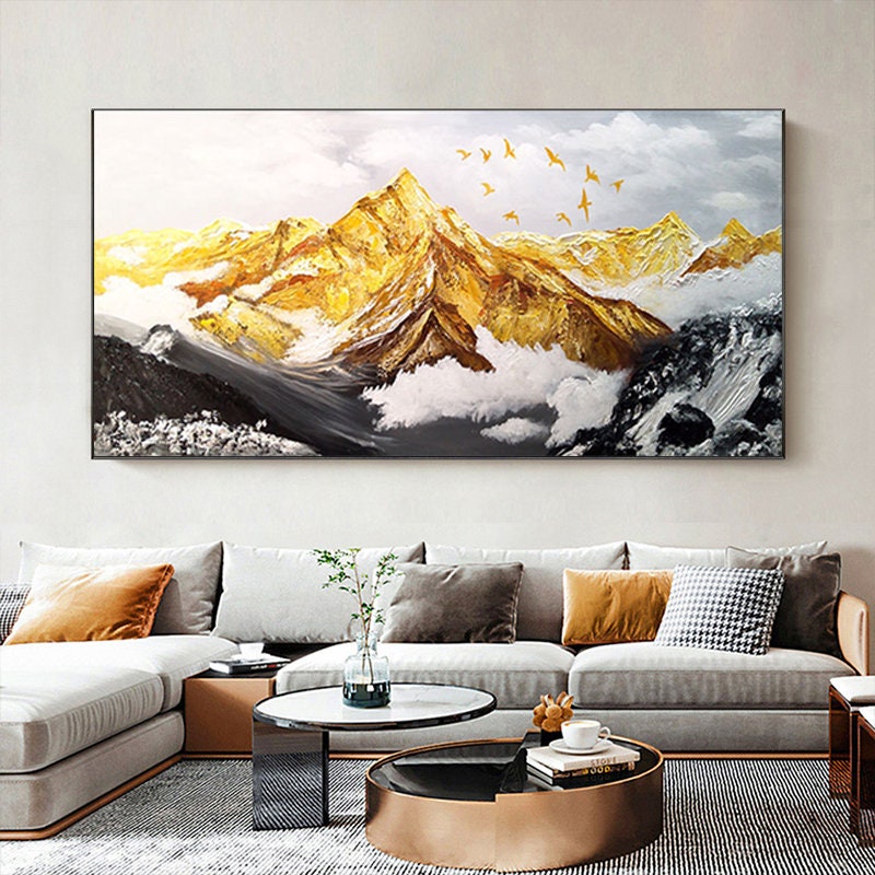 Gold Mountain Oil Painting on Canvas Original Gold Foil - Etsy Canada