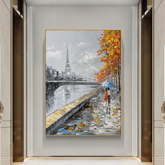 Abstract Eiffel Tower Oil Painting on Canvas Original Paris