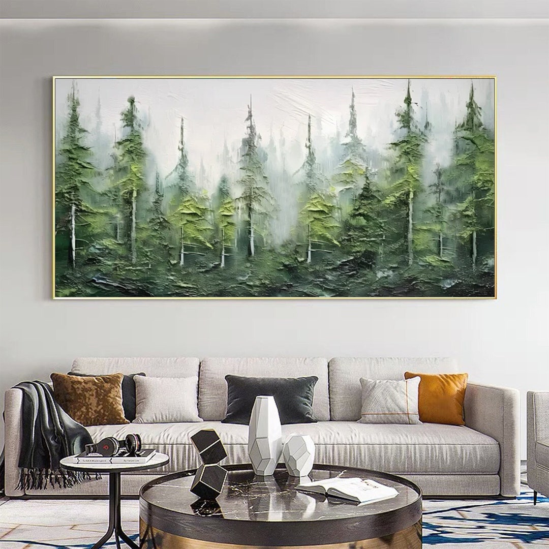 Large Original Green Forest Oil Painting on Canvas Abstract Etsy Canada