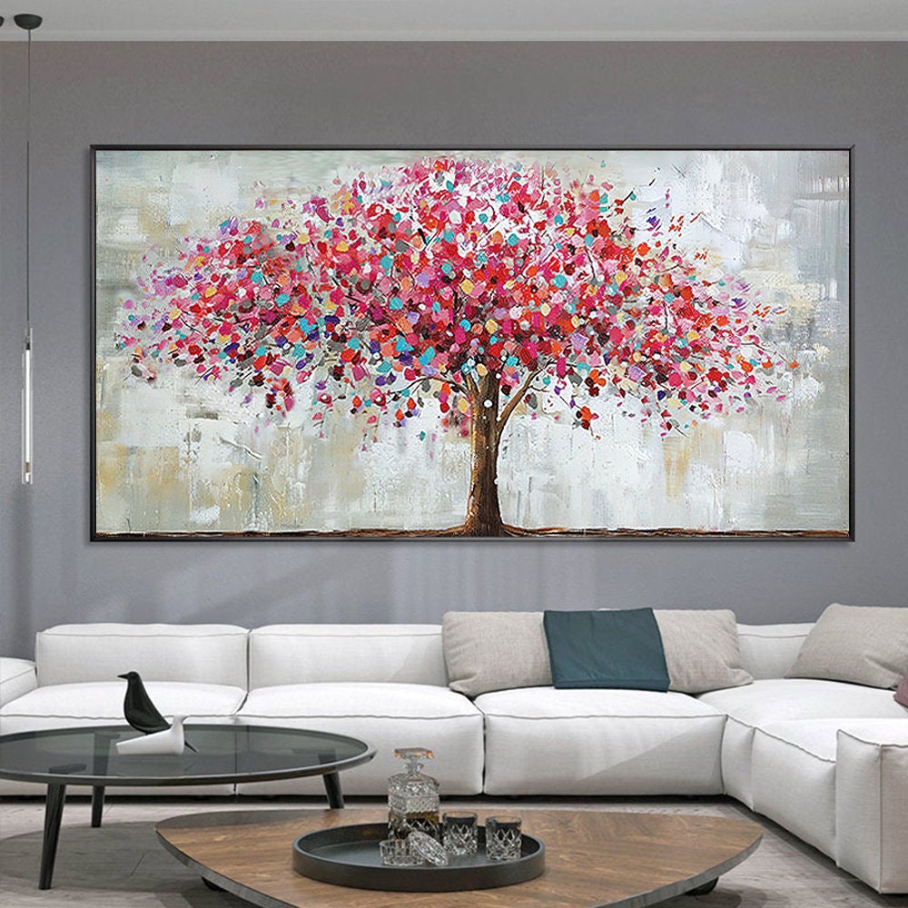 Original Oil Painting Tree Of Life Art Colorful Tree Wall Art Landscape  artwork