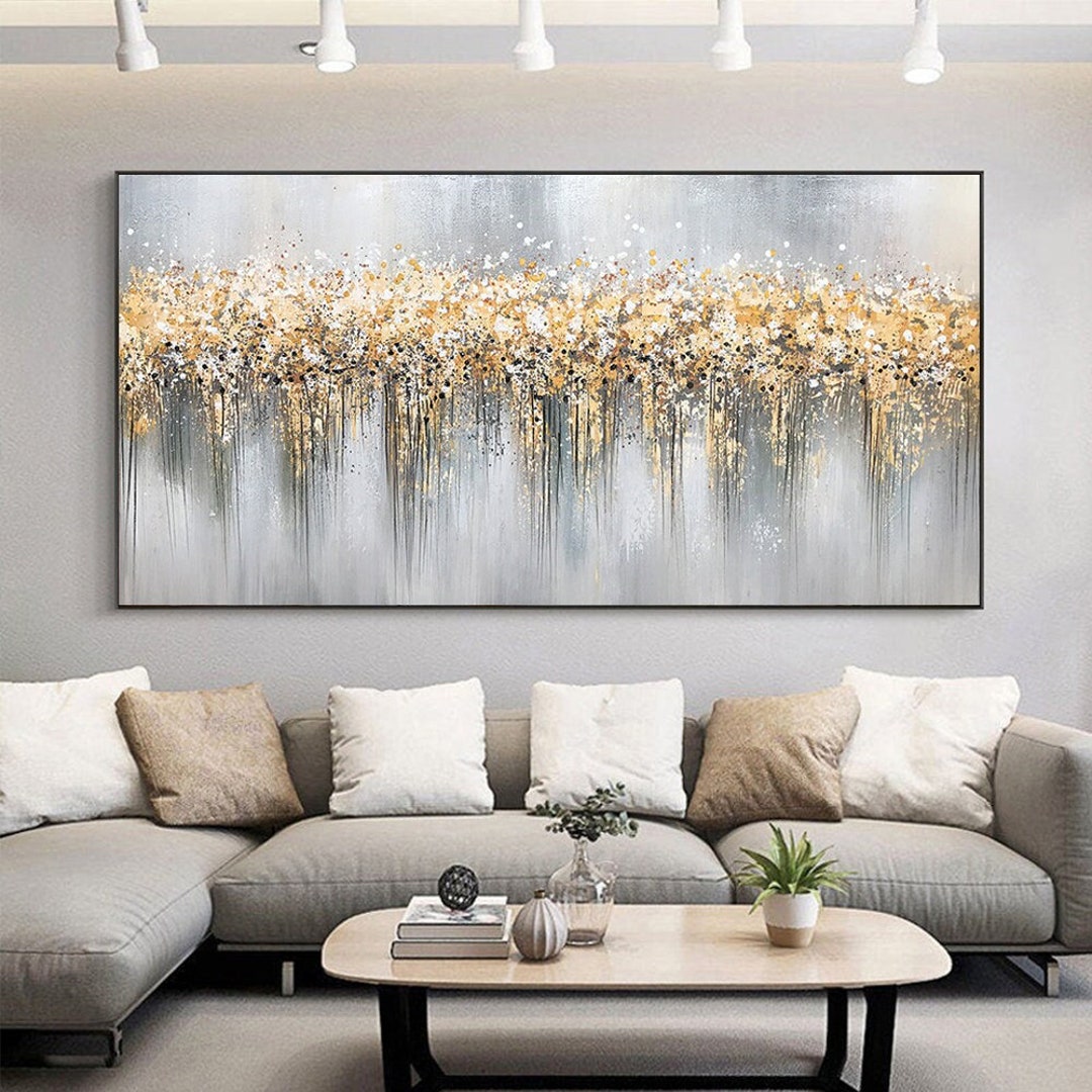 Large Original Abstract Oil Painting on Canvas, Gold Foil Painting