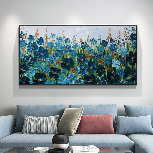 Large Original Impasto Colorful Flower oil Painting On Canvas, Abstract Blossom Landscape Painting Modern Living Room shops Wall Art Home Decor