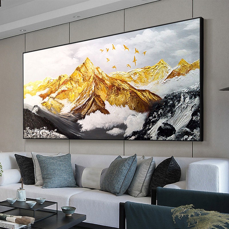 Gold Mountain Oil Painting on Canvas Original Gold Foil - Etsy Canada