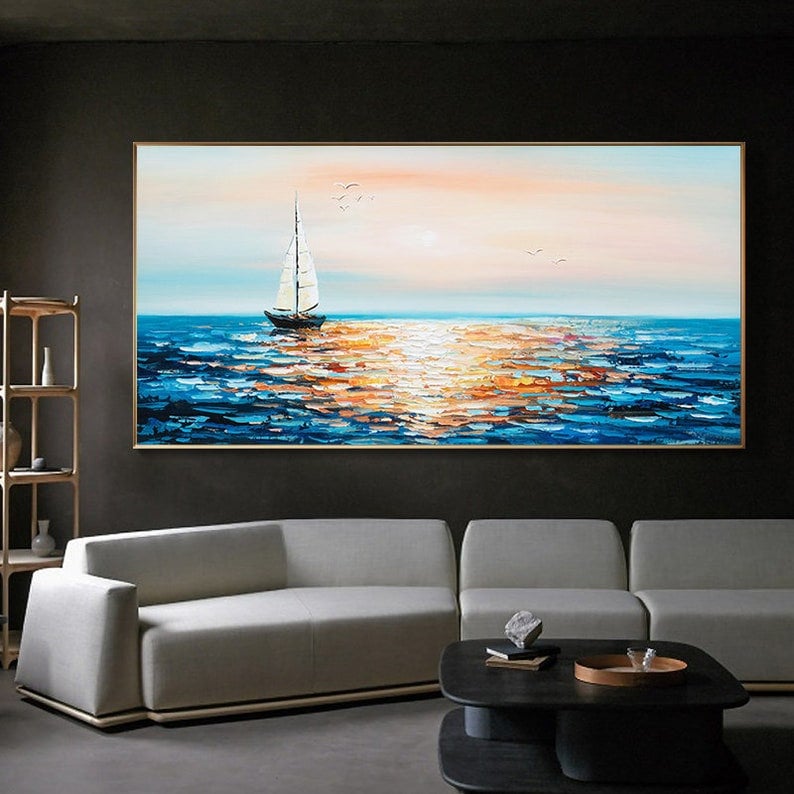 Art mural sur toile coucher de soleil côtier paysage marin