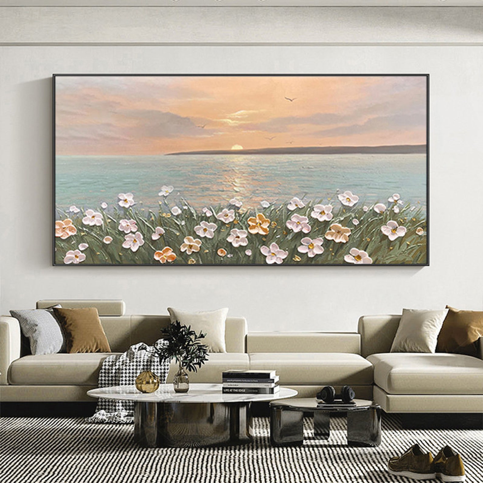 Abstract Seascape Oil Painting on Canvas Original Sunset Ocean - Etsy