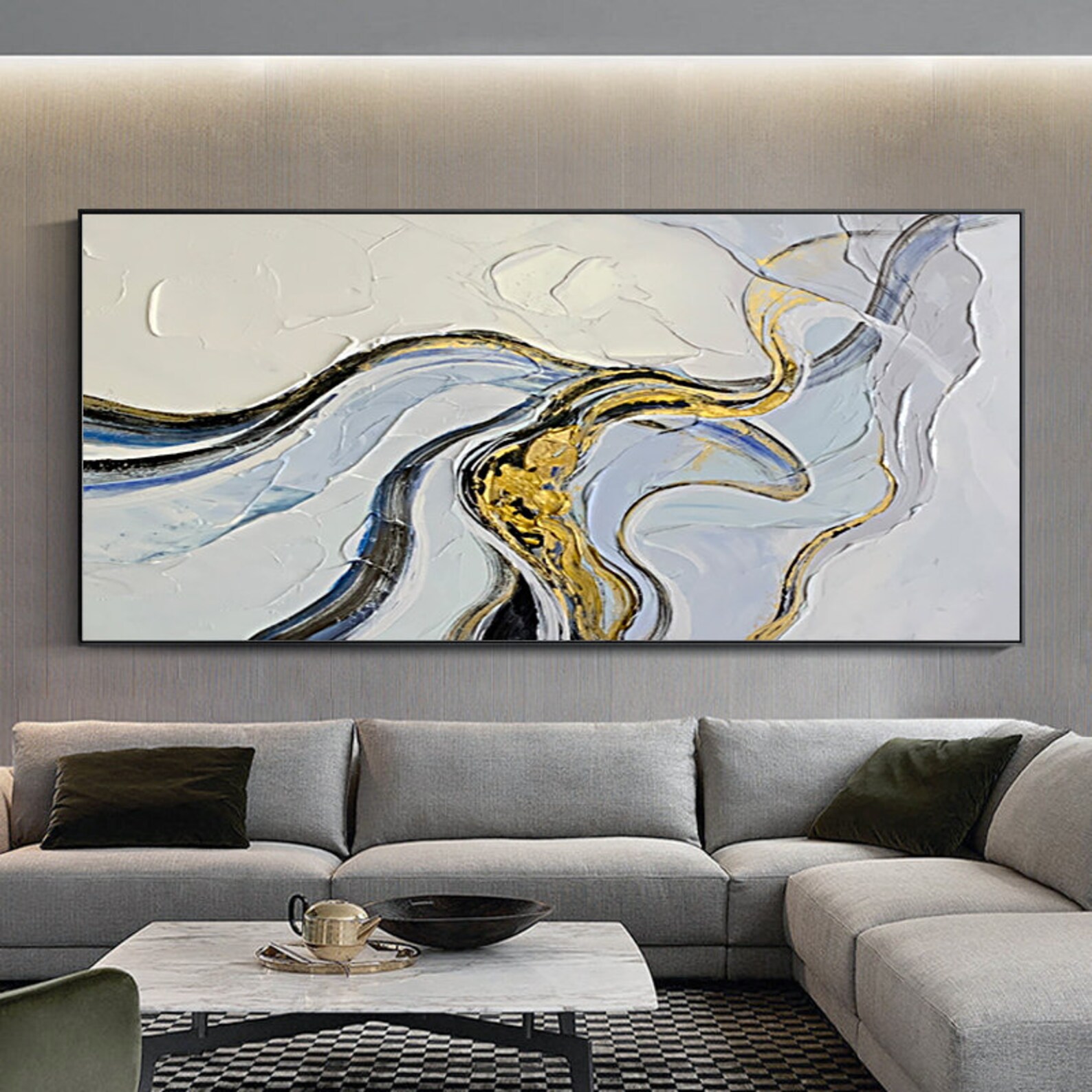 Gold Foil Oil Painting on Canvas Large Abstract Original Gold Etsy