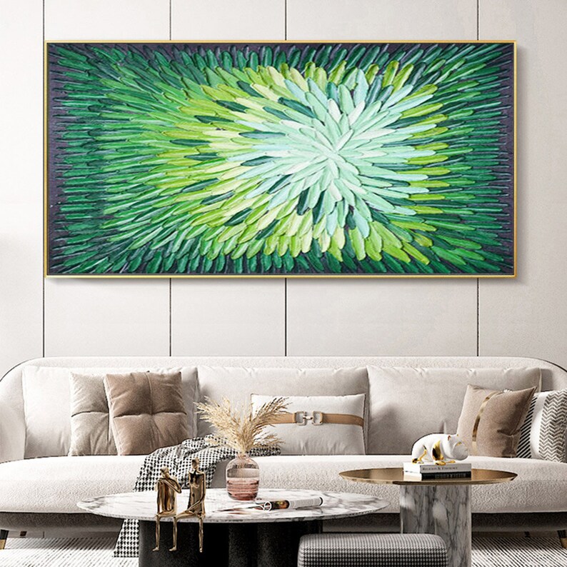 3D Emerald Green Oil Painting on Canvas Original Heavy Texture Etsy