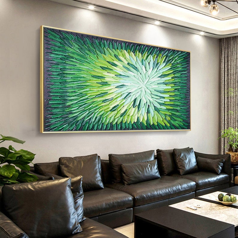 3D Emerald Green Oil Painting on Canvas Original Heavy Texture Etsy