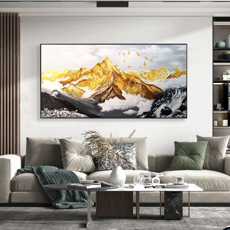 Gold Mountain Oil Painting on Canvas Original Gold Foil - Etsy Canada