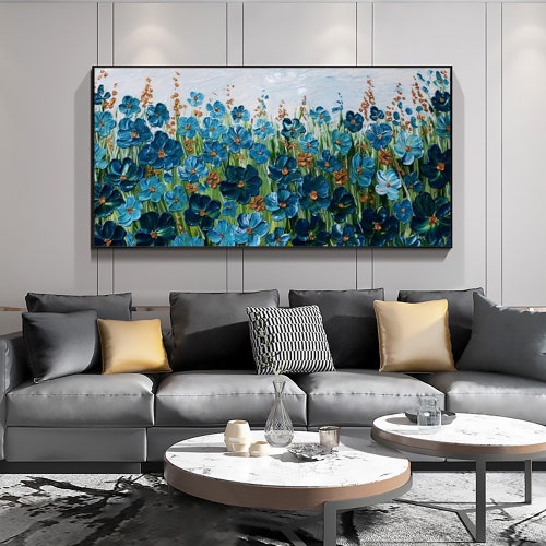 Large Original Impasto Colorful Flower oil Painting On Canvas, Abstract Blossom Landscape Painting Modern Living Room shops Wall Art Home Decor