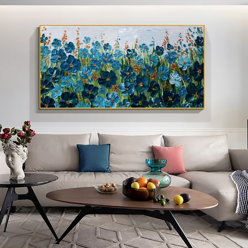 Large Original Impasto Colorful Flower oil Painting On Canvas, Abstract Blossom Landscape Painting Modern Living Room shops Wall Art Home Decor