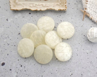 Cream Granite Buttons, 18mm .71 in. - Pale Yellow Faux-Marble Shank Buttons - 8 VTG NOS Faux-Natural Marbled Vintage off-White Buttons BB218