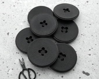 「BUTTON」STATUE Leather BLACK Genuine Vintage Leather Buttons - Black - Brown - Dark Brown - 6