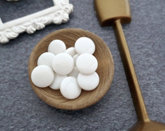 Lil' Milk White Buttons, ≈11mm .43"- Small White Faux-Glass Shank Buttons - Vintage New-old-Stock Glossy Bright White Sewing Buttons BB211
