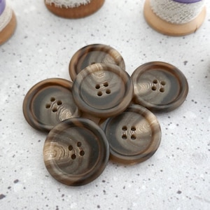 Veined Brown Buttons, ≈28mm 1-1/8 in., Magic Brown Cross-Cut Faux-Marble Sewing Buttons, Vintage NOS  Granite Coat Buttons BB260