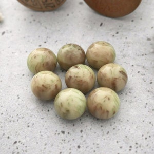 Earth Ball Buttons - CHOOSE 18mm .71 inch, 23mm .90 inch - Brushed Green Brown Spherical Shanks - VTG NOS Faux-Natural Organic-Feel BB086