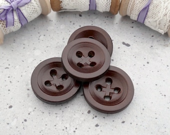 Large Leather Sew-Throughs - CHOOSE ≈33mm 1.30", ≈39mm 1-1/2" - Pressed Natural Leather Buttons in Brown, Vtg NOS Real Genuine Leather BB418
