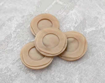 Sand Stone Beige Shanks, 27mm 1.06 inch - Marbled Faux-Stone Beige Plastic Sewing Buttons - 4 VinTaGe NOS Faux-Natural Beige Buttons BB229