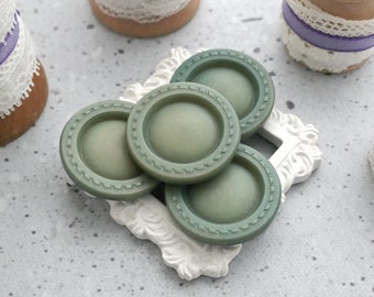 Sea Green Faux-Leather Buttons, ≈28mm 1-1/8 in - Tonal Green-Cyan Wash Buttons w/ Embossed Design - 4 VTG NOS  Coat Shank BB305