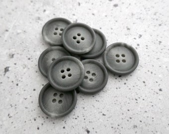 Slate Gray Buttons, 21mm .82 inch - Subtle Burled Faux-Marble Gray Sewing Buttons - VTG NOS Faux-Natural Sew-Through in Marbled Greys BB338