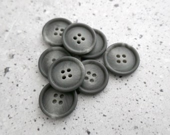 Slate Gray Imitation Marble Vintage NOS Buttons, ≈21mm 7/8 in - 6 or 8 Satin Matte Grey Faux-Marble Classic 4-Hole Sew-Through-Buttons BB338