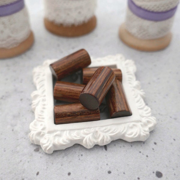 Brown Wooden Toggles, 19mm 3/4" - Dark Brown Solid Wood Log Toggle Buttons - 6 VTG NOS Brown Waxed Cylindrical Wooden Barrel Shanks BB162 bb