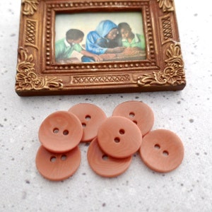 Rouge Brown Tagua Buttons - CHOOSE 15mm 5/8 inch, 25mm 1 inch - VTG NOS Dyed Pale Rust Brown-Orange Corozo Natural Veg. Ivory Buttons BB745