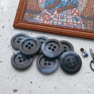 Faux-Marble Triple Blue Buttons, CHOOSE ≈15mm 5/8", ≈19mm 3/4" - Vtg NOS Brushed Ombre Light to Dark Blue Imitation Marble Sew-Through BB899