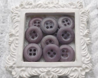 Marbled Purple Vintage NOS Buttons, ≈12mm 1/2 inch - Variegated Faux-Marble Lavender-Purple Buttons w/ Pink & Blue Tones - 10 X BB661