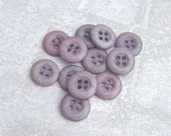 Marbled Purple Buttons, 12mm 1/2 inch - Variegated Faux-Marble Lavender Purple Buttons w/ Pink & Blue Tones - 12 VTG NOS Faux-Natural BB661
