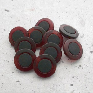 Translucent Tortie Rim Buttons, CHOOSE ≈17mm .67", ≈20mm .78" - Rust Brown Faux-Tortoise-Shell Buttons w/ Black Centers, Vtg NOS BB316