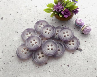 Faux-Stone Purple Buttons, 15mm 5/8 inch - Cross-Cut Amethyst Marbled Purple Sewing Buttons - VTG NOS Faux-Natural Plastic Sew-Through BB443